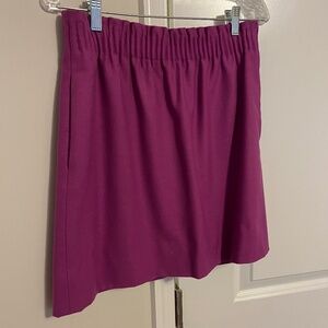 J. Crew, Fuchsia A-Line Wool Skirt with Ruffled Waist, Size 2
